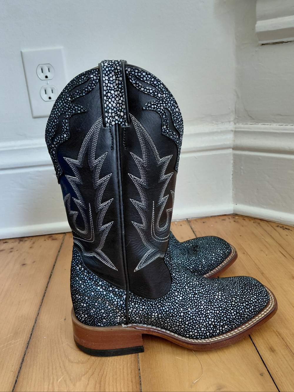 BOULET ladies hand tooled leather cowboy western boots square toe sz 5